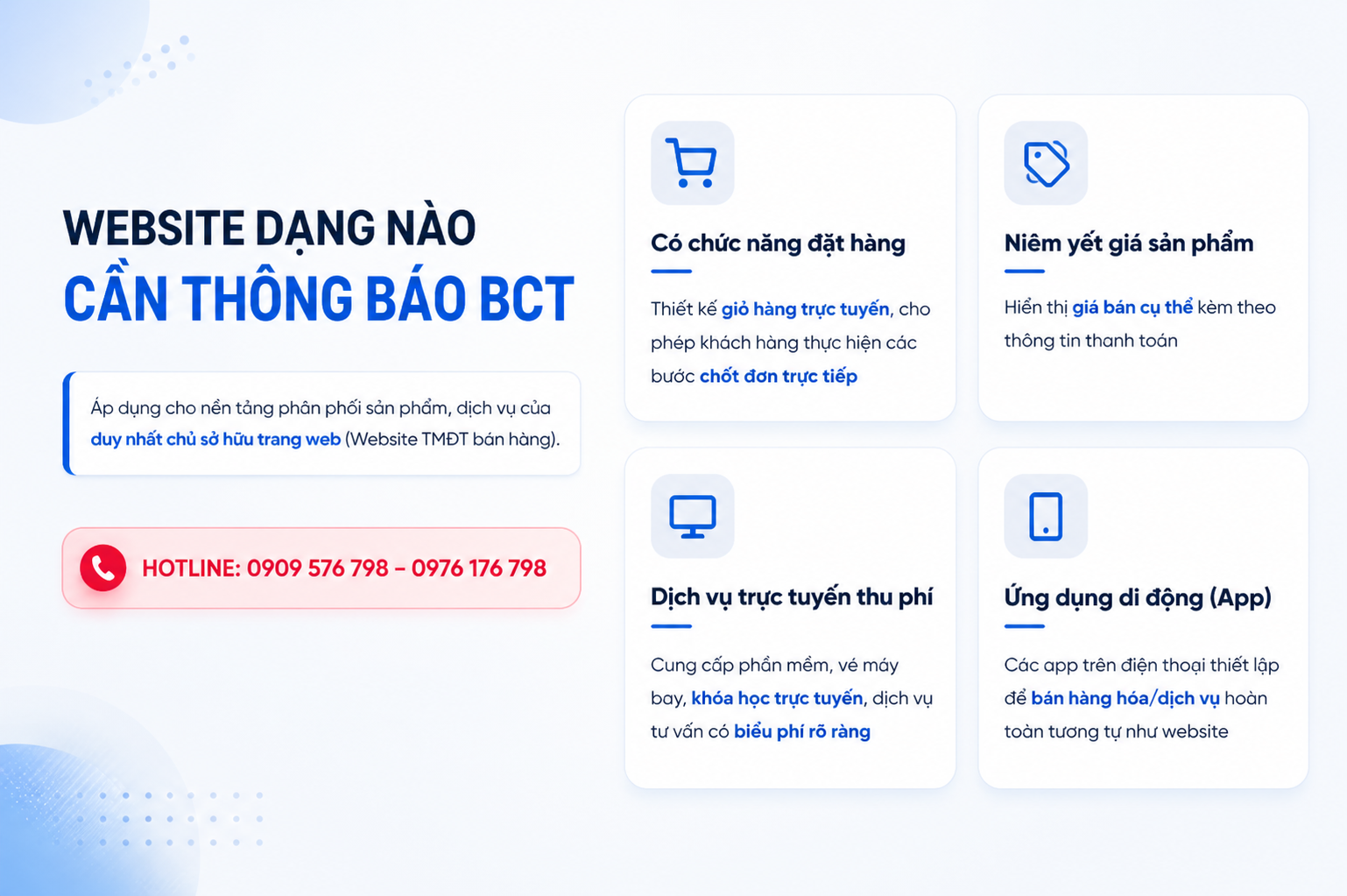 Website dạng nào cần thông báo với Bộ Công Thương