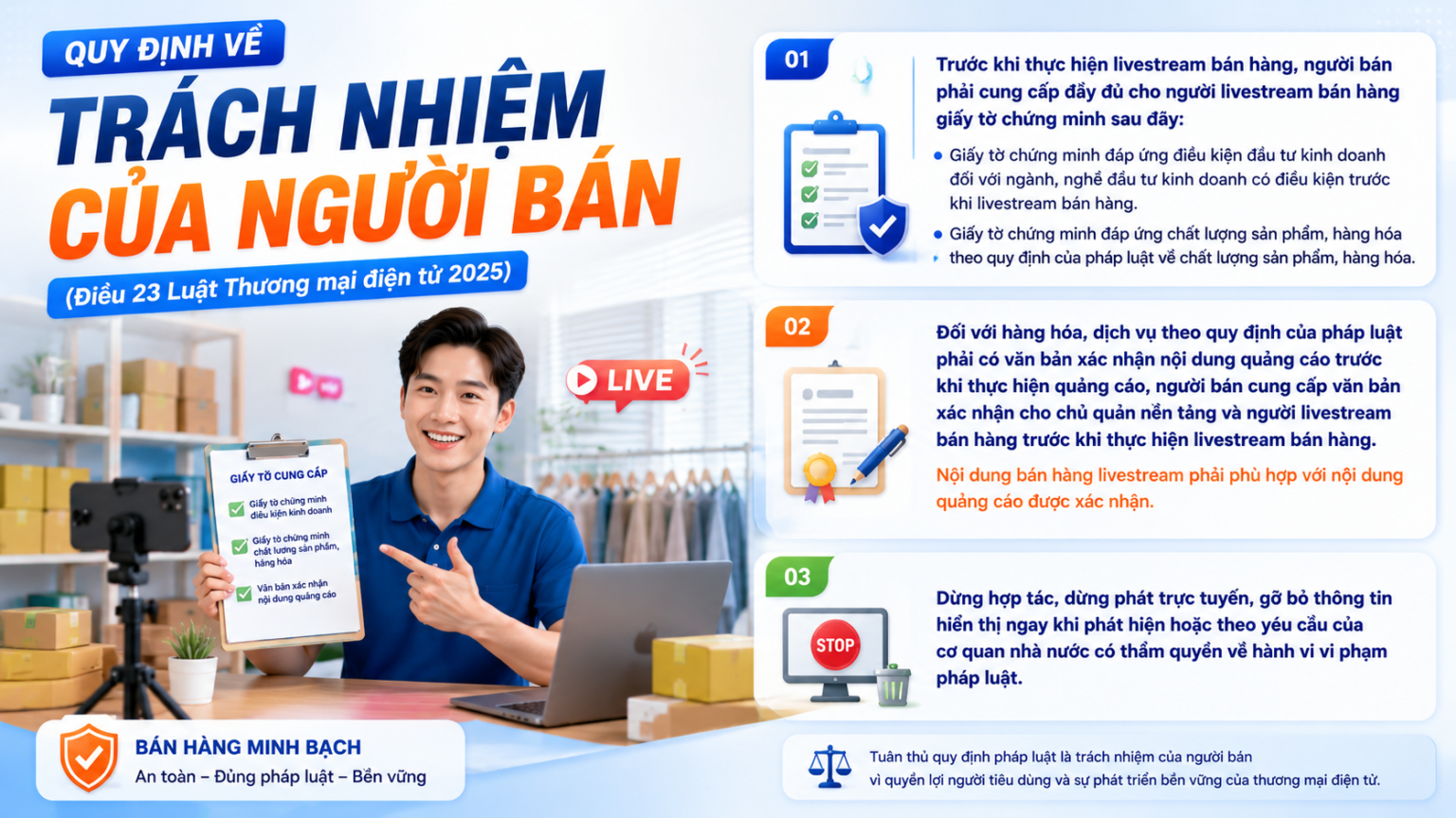 quy định về trách nhiệm của người bán (Điều 23 luật thương mại điện tử 2025)