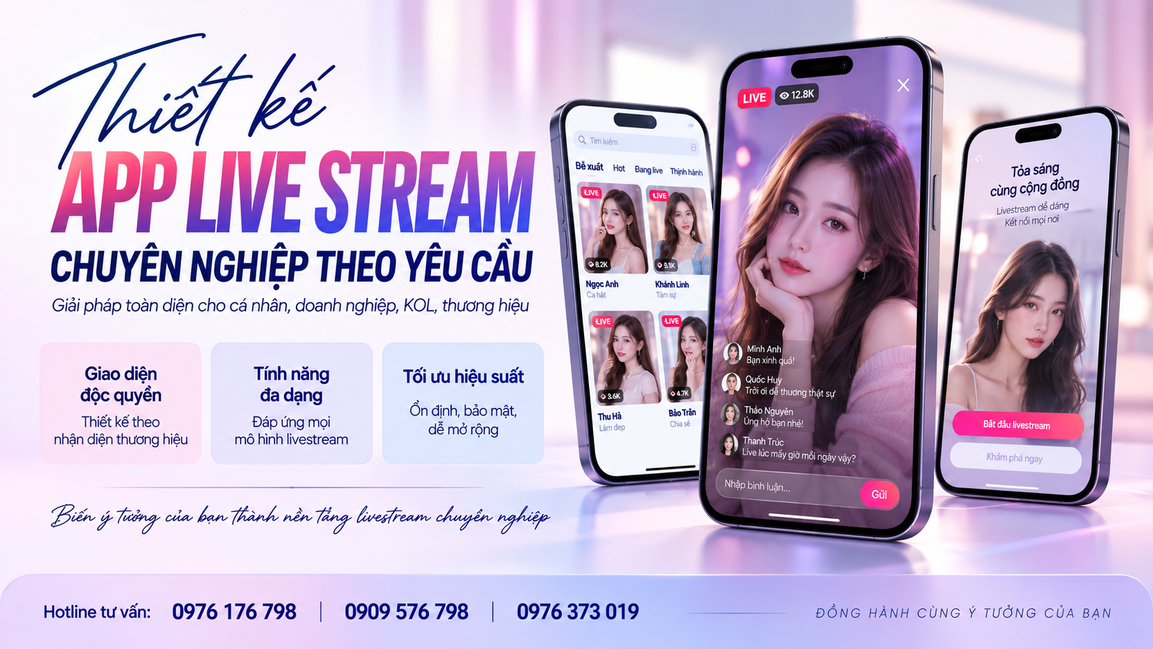 Thiết kế ứng dụng livestream theo yêu cầu