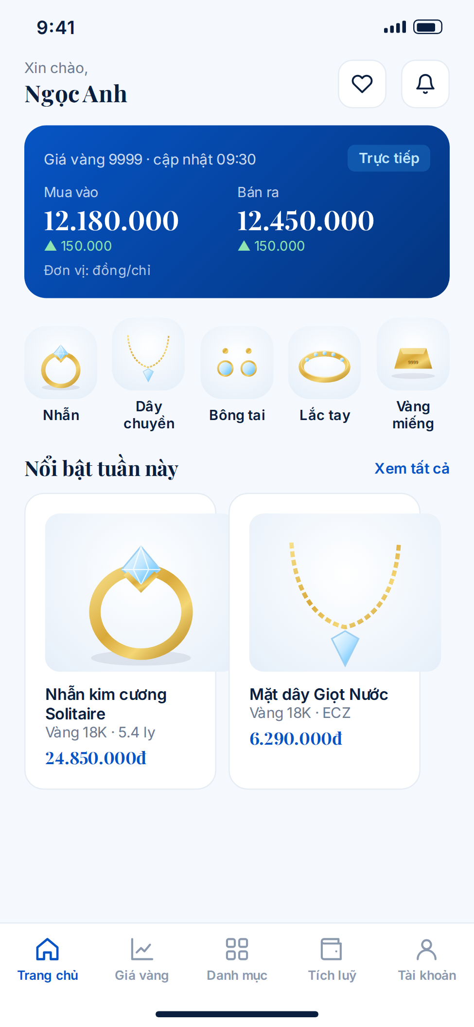 Thiết kế app bán trang sức online