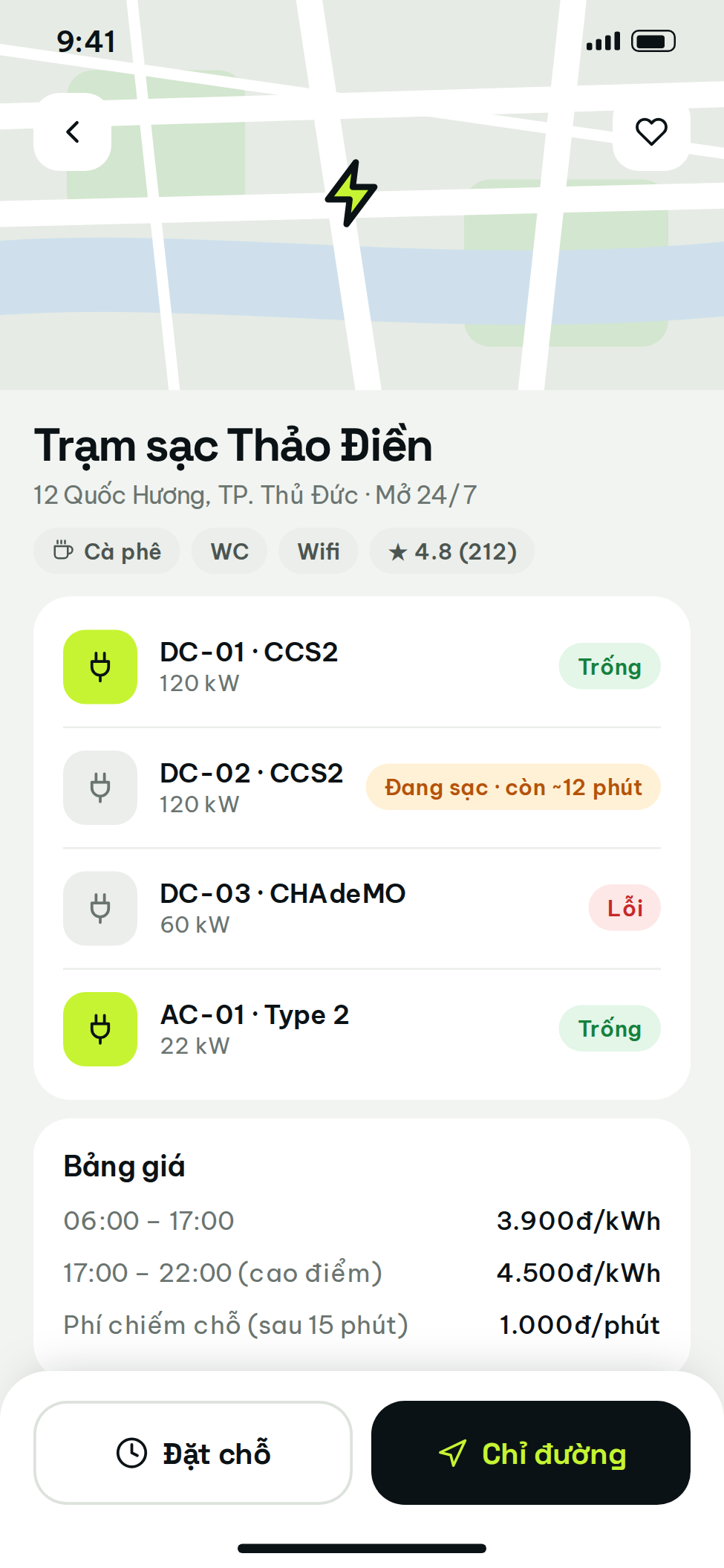 Tính năng app sạc xe điện dành cho khách hàng