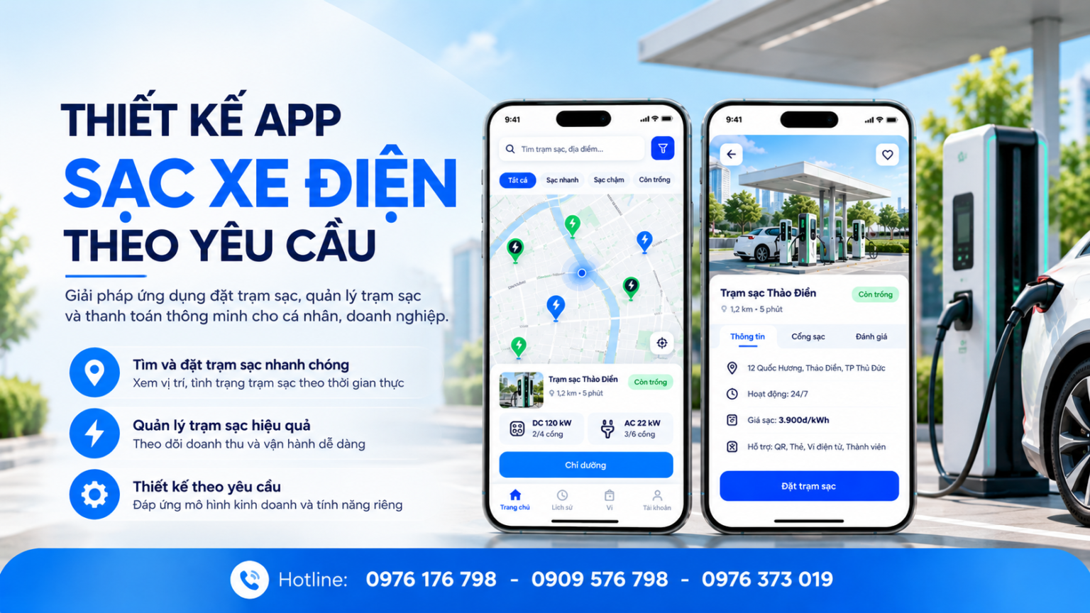 thiết kế app sạc điện theo yêu cầu