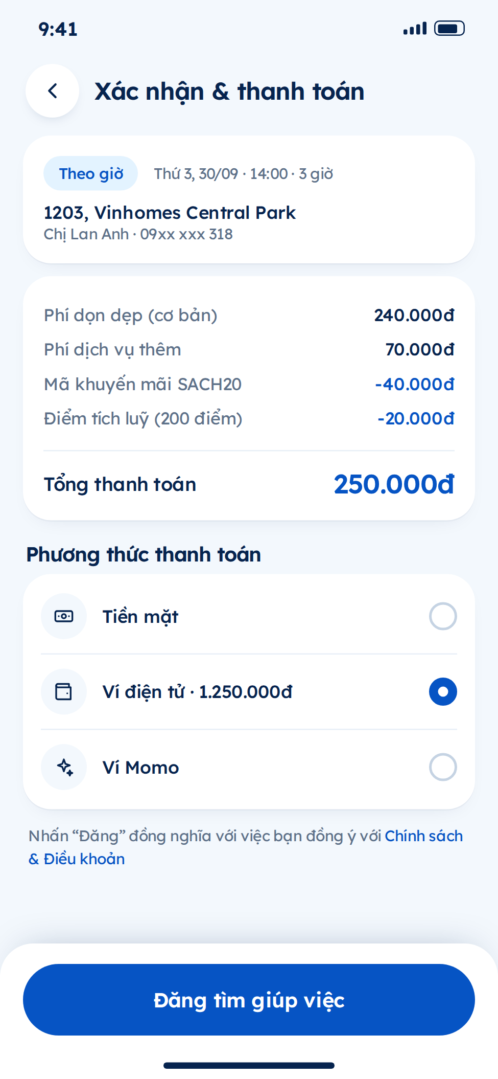 Xác nhận đơn hàng trên app