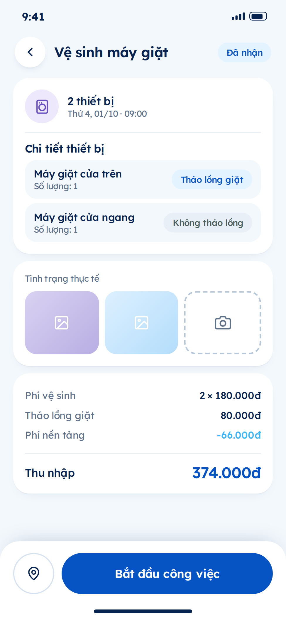 Chi tiết dịch vụ vệ sinh trong app giúp việc nhà