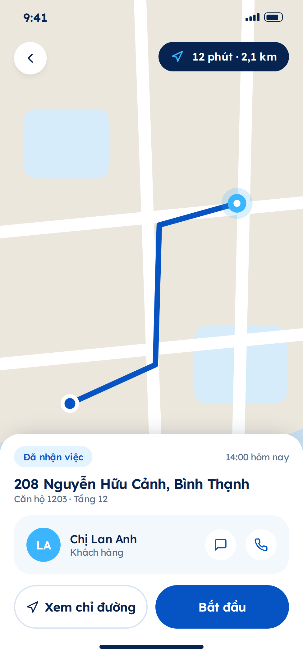GPS bản đồ trong app nhân viên giúp việc nhà